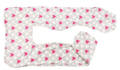 Immagine prodotto di Copertura per cuscino per gravidanza BabyUniverse, forma a U, 100% cotone - Motivo: cuori rosa