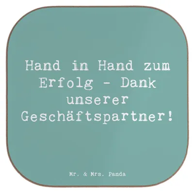 Produktbild von Mr. & Mrs. Panda Untersetzer Glas Spruch Erfolg Geschäftspartner - Meeresbrise - Geschenk, für Gläser, Schlüsselanhänger, gläseruntersetzer, Aufmerksamkeit, Dankeschön