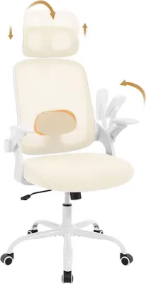 Produktbild von WOLTU Bürostuhl ergonomisch, Lendenwirbelstütze, Wippfunktion, Netzstoff : Beige Farbe: Beige