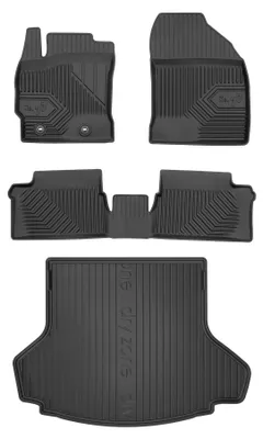 Imagen del producto de Alfombrillas de goma + bandeja de maletero para Toyota Auris II 2012-2018 (familiar) – juego de 4 piezas, negras, a medida – Wielganizator