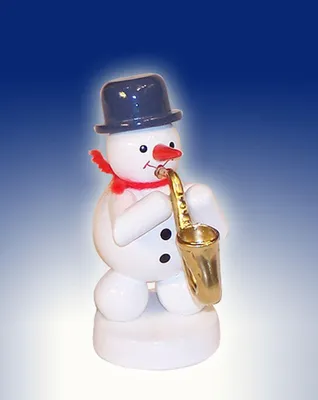 Produktbild von Schneemann Musikant mit Saxophon (8cm) von Zenker Volkskunst