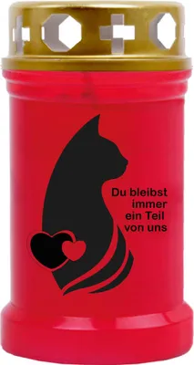 Produktbild von Grabkerze Rot, Brenndauer: 40 Stunden, Motiv: Portrait