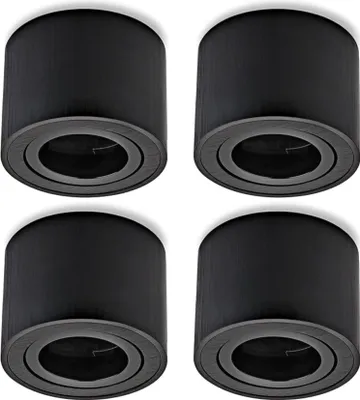 Produktbild von Aufbaustrahler Flach 50mm Alu 230V 4x Aufbauspots schwarz rund Deckenleuchte