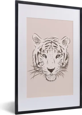 Produktbild von MuchoWow® MuchoWow® Gerahmtes Poster Tiger - Zeichnung - Junge 40x60 cm - Poster mit zchwarzem Bilderrahmen - Poster in Rahmen