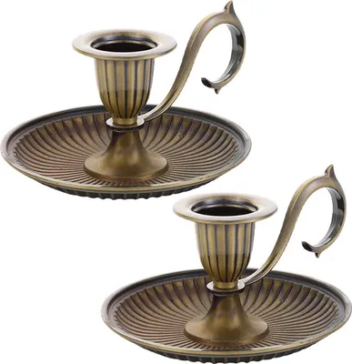 Produktbild von 2-teiliges Vintage-Kerzenständer-Set mit Griffen – Konische Kerzenhalter für Tischdekoration, Zuhause & Hochzeiten
