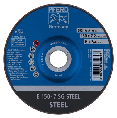 Produktbild von PFERD 62215726, Schneidedisk, Stahl, 15 cm, Jede Marke, Eingedrückte Mitte, 2,22 cm