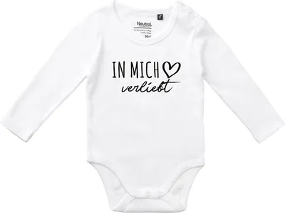 Produktbild von Huuraa Baby Body In mich verliebt 80 White  Baumwolle Fairtrade Langarmbody Geschenkidee