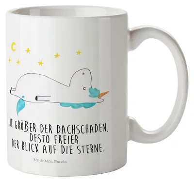 Produktbild von Mr. & Mrs. Panda Kunststoffbecher Einhorn Sternenhimmel - Weiß - Geschenk, Schulkind Tasse, Einhörner, Sterne, Plastikbecher, Dachschaden, Mehrwegbecher, Pott, Unicorn