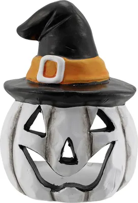 Produktbild von Windlicht Halloween aus Keramik 11 x 8 cm weiß schwarz