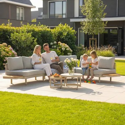 Produktbild von Gartenlounge Lounza Rund Warmweiß Holz - 4822
