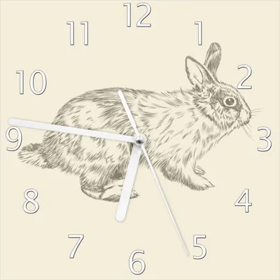 Produktbild von Wallario Design Wanduhr Hase als illustrierte Bleistiftzeichnung aus Echtglas, Größe 20 x 20 cm