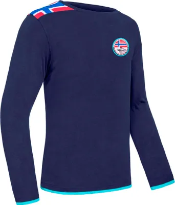 Imagen del producto de Nebulus Longsleeve FREEKY para hombre, camisa de manga larga, cuello redondo, modelo P6683, color azul marino-turquesa, talla L