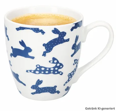 Produktbild von Jumbobecher Tom 400ml Ø10,1cm Porzellantasse Hase blau Ostern Geschenk