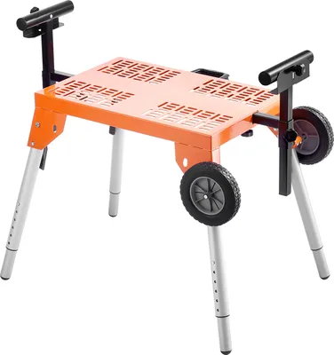 Produktbild von VEVOR Gehrungssägenständer, 150 kg Tragkraft, klappbarer Stahl-Rollständer für Gehrungssägen, höhen- und längenverstellbar