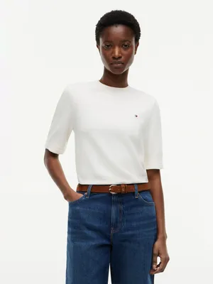 Produktbild von Tommy Hilfiger 8721289339392, Erwachsener, Weiblich, Pullover, Elfenbein, Rundhals, Kurzärmel