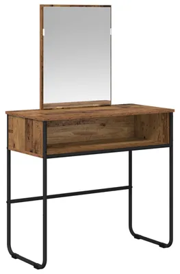Image de vidaXL Coiffeuse avec étagère en bois vieilli 81 x 40 x 131 cm, aggloméré