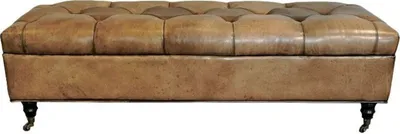 Produktbild von Casa Padrino Chesterfield Echtleder Sitzbank mit Rollen Vintage Braun 152 x 53 x H. 42 cm - Chesterfield Möbel