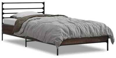 Produktbild von vidaXL Bettgestell Braun Eichen-Optik 100x200 cm Holzwerkstoff Metall