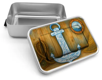Produktbild von Mr. & Mrs. Panda Lunchdose Anker Blau Design - Weiß - Geschenk, Essensbox, Metallbox, Tiermotive, Lunchbox, Snackbox, Frühstücksbox