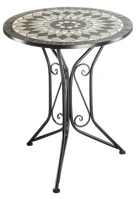 Produktbild von Kobolo Mosaiktisch Gartentisch Metall  - Mosaikplatte - H70 cm x D60 cm - grau Garden Chair Balkonmöbel Balkonstuhl Möbel Bistro Dining Deko Deco Home