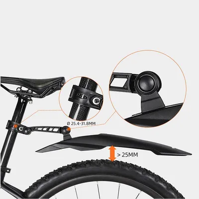 Imagen del producto de Guardabarros trasero ajustable para bicicleta de montaña (MTB), compatible con sillines de 26-29 pulgadas