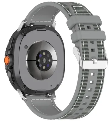 Produktbild von Für Samsung Galaxy Watch 8 / 8 Classic Hybrid Nylon Geflochtenes Silikon Armband Grau