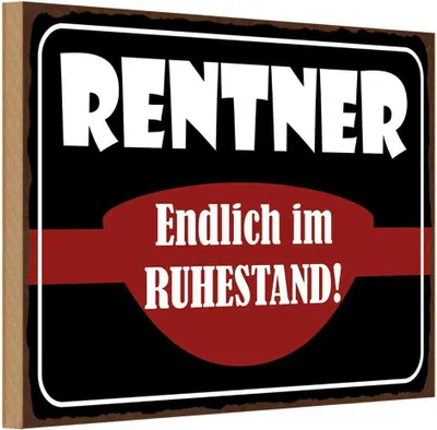 Produktbild von vianmo Holzschild 20x30 cm Rentner Endlich im Ruhestand Dekoration