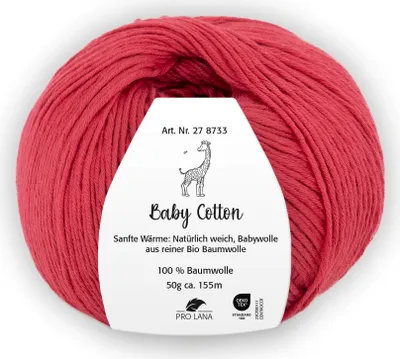 Produktbild von Pro Lana BABY Baumwolle 50 g 100 % Baumwolle Babywolle speichelecht 155 m Farbe 039 - beere