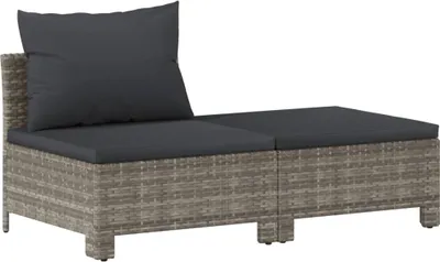 Immagine prodotto di set 2 pezzi da giardino con cuscini in poly rattan grigio