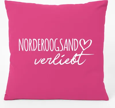 Produktbild von Huuraa Kissen Norderoogsand verliebt 40x40cm mit Füllung Fuchsia Baumwolle Dekokissen Geschenkidee
