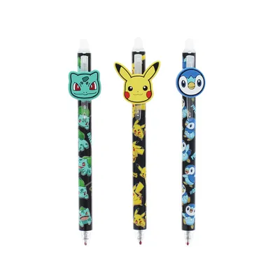 Immagine prodotto di Set di 3 penne cancellabili a gel a tema Pokémon