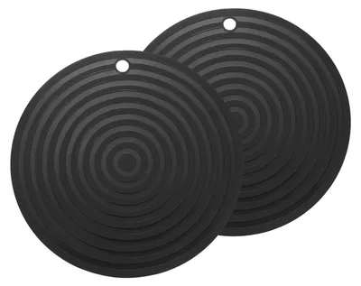 Silikonuntersetzer 2er-Set, 22 cm, hitzebeständig, schwarz