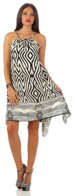 Produktbild von Damen Kleid Strandmode Ärmellos Sommerkleid; Zebra ecru/S/M