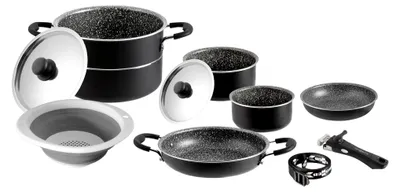 Produktbild von Camping-Kochgeschirr aus Aluminium, Piraten-Set 9+1 ø 24 cm