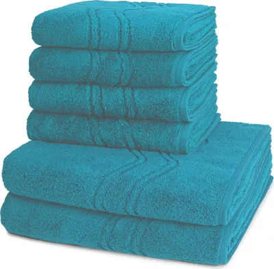 Produktbild von Ross Cashmere feeling 4 X Handtuch 2 X Duschtuch im Set Walkfrottee aus Baumwolle 520 g/m², Weich saugstark mit Aufhänger Kordel, Wellenmuster und gewebte Bordüre elegant