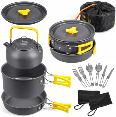 Obrázok produktu pre CAMPEO TOURIST UTENSIL SET Hrnce Príbory Panvica Kanvica Kufrík