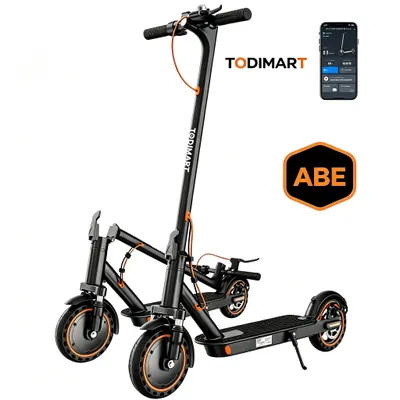 Produktbild von T6 (ABE) E‑Scooter für Erwachsene, 350 W, 20 km/h, 120 kg Traglast, vordere Federdämpfung, vordere Elektronikbremse + hintere Scheibenbremse,LED