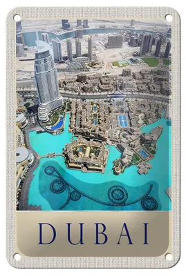 Produktbild von Blechschild Reise 12x18cm Aussicht auf Dubai Hochhaus Meer Schild