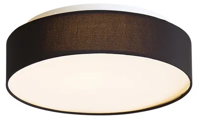 Zdjęcie produktu dla Inteligentna lampa sufitowa, czarna, 35 cm, z diodami LED i pilotem – model Flat Drum