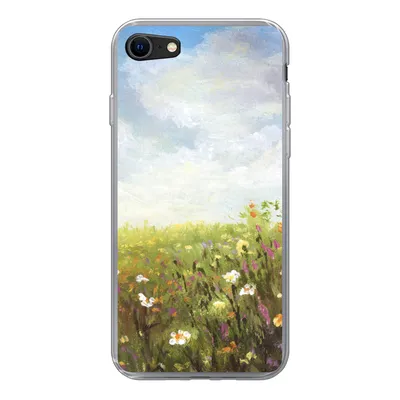 Produktbild von MuchoWow® Handyhülle Schutzhülle Hülle für iPhone SE 2020 Sommer - Blumen - Ölfarbe Silikon Softcase Handy Hülle - Kartenbesitzer
