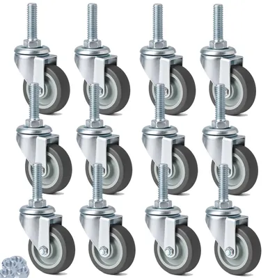 Obrázok produktu pre Omgoods - 12 kusov nábytkových koliesok, otočné kolieska s M12 x 30 mm skrutkou