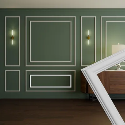 Produktbild von HEXIM Stuckleisten Wandrahmen Sets HDPS weiß - Auswahl an Größen für Wand, Decke, Bilder & Spiegel - Für Vintage-, Landhaus- oder moderne Raumkonzepte geeignet (RM01-I 116X36CM)