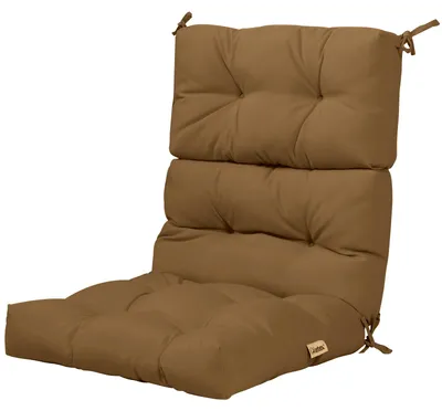 Image de COSTWAY Coussins pour chaise de jardin à dossier haut, coussin d'assise 56,5 x 51,5 x 12 cm + dossier 56,5 x 64,5 cm, coussins d'extérieur pour assise et dossier, couleur marron