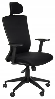 Immagine prodotto di Sedia da ufficio ergonomica girevole HG-0004F, base in nylon, braccioli regolabili, poggiatesta, nero