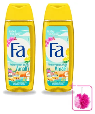 Immagine prodotto di 2 confezioni di bagnoschiuma Mediterranean Jewels Amalfi - Orchidee & Citrus, 250 ml ciascuna