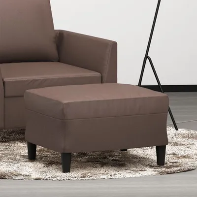 Image de The Living Store pouf marron 60x50x41 cm simili cuir