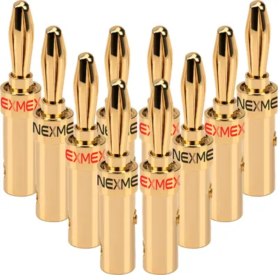 Produktbild von Bananenstecker 4mm schraubbar 10x Stecker vergoldet NEXMEX für Lautsprecherkabel