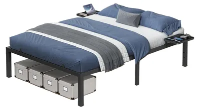 Obrázok produktu pre Čierna kovová konštrukcia postele – stabilná základňa – nosnosť 454 kg – rozmery 200 x 140 x 41,3 cm