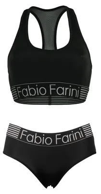 Produktbild von Fabio Farini - 1 Stück Damen Unterwäsche - nahtlose Sport-Bustier aus Baumwolle bügellos, mit Mesheinsatz im Rücken und Logo-Bund