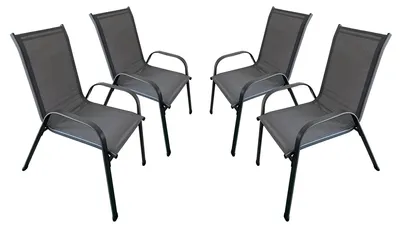 Immagine prodotto di Set 4 Sedie da Giardino 71x55x91 cm con Braccioli Grigio Scuro